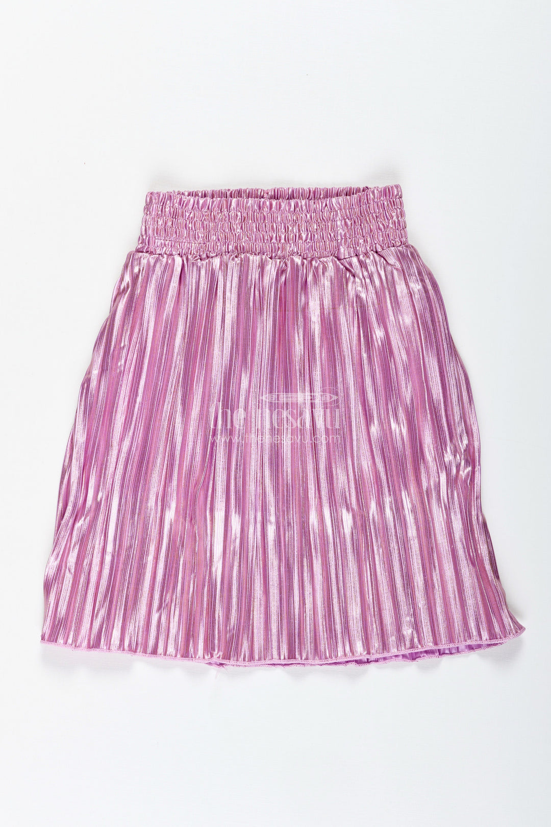 The Nesavu Girls Skirt Girls Pink Shimmer Skirt for Birthday and Celebration Outfits Nesavu Nesavu Pink Shimmer Pleated Skirt Girls Party Wear Birthdays Festive Events
