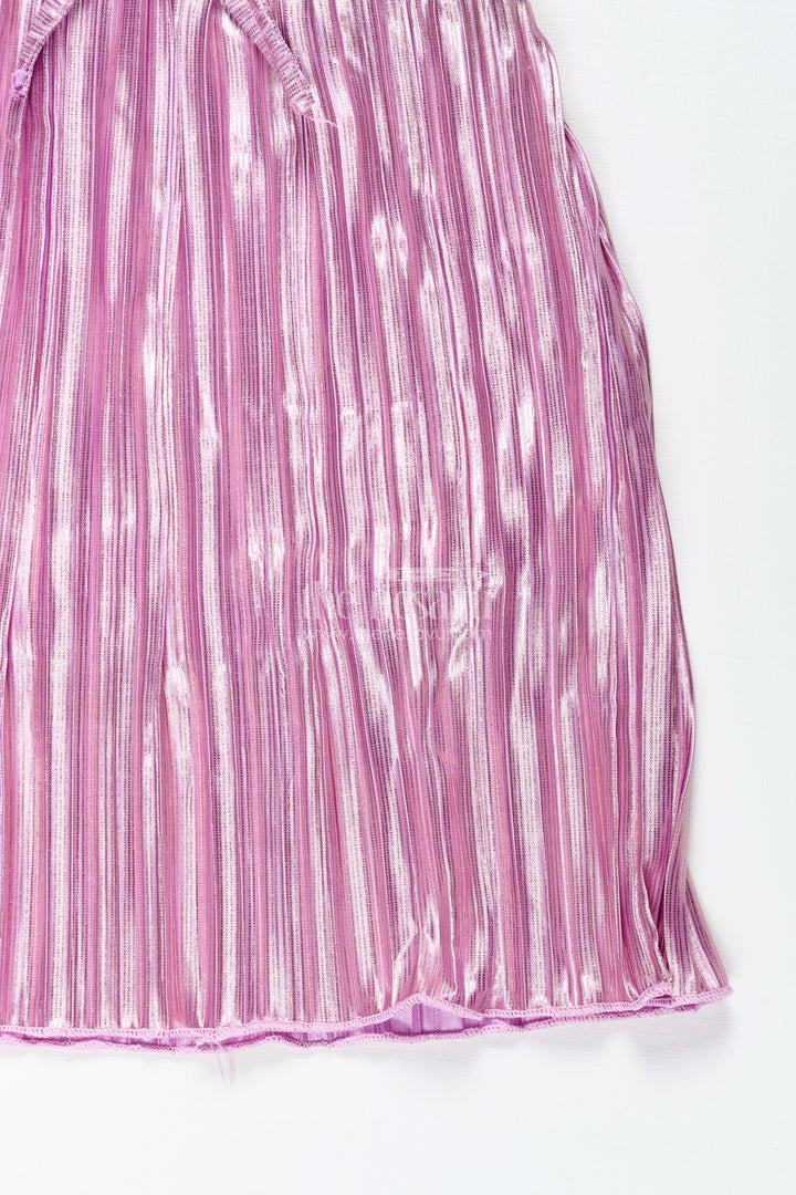 The Nesavu Girls Skirt Girls Pink Shimmer Skirt for Birthday and Celebration Outfits Nesavu Nesavu Pink Shimmer Pleated Skirt Girls Party Wear Birthdays Festive Events