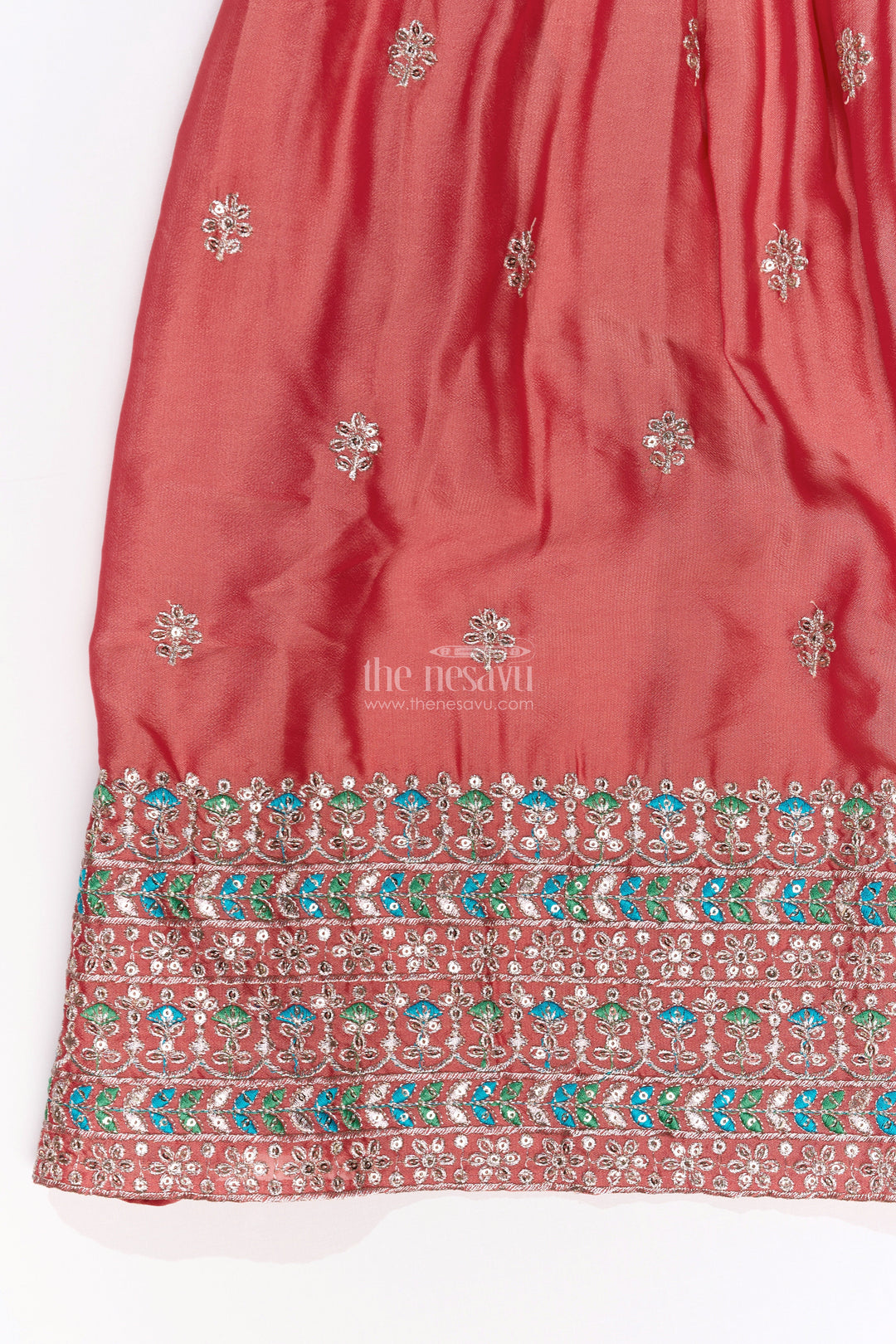 The Nesavu Girls Sharara / Plazo Set Girls Plazo and Shrug Set with Embroidered Georgette and Digital Printed Jacket for Festive Wear Nesavu Girls Plazo Shrug Set Embroidered Georgette Digital Printed Jacket Festive Wear | The Nesavu