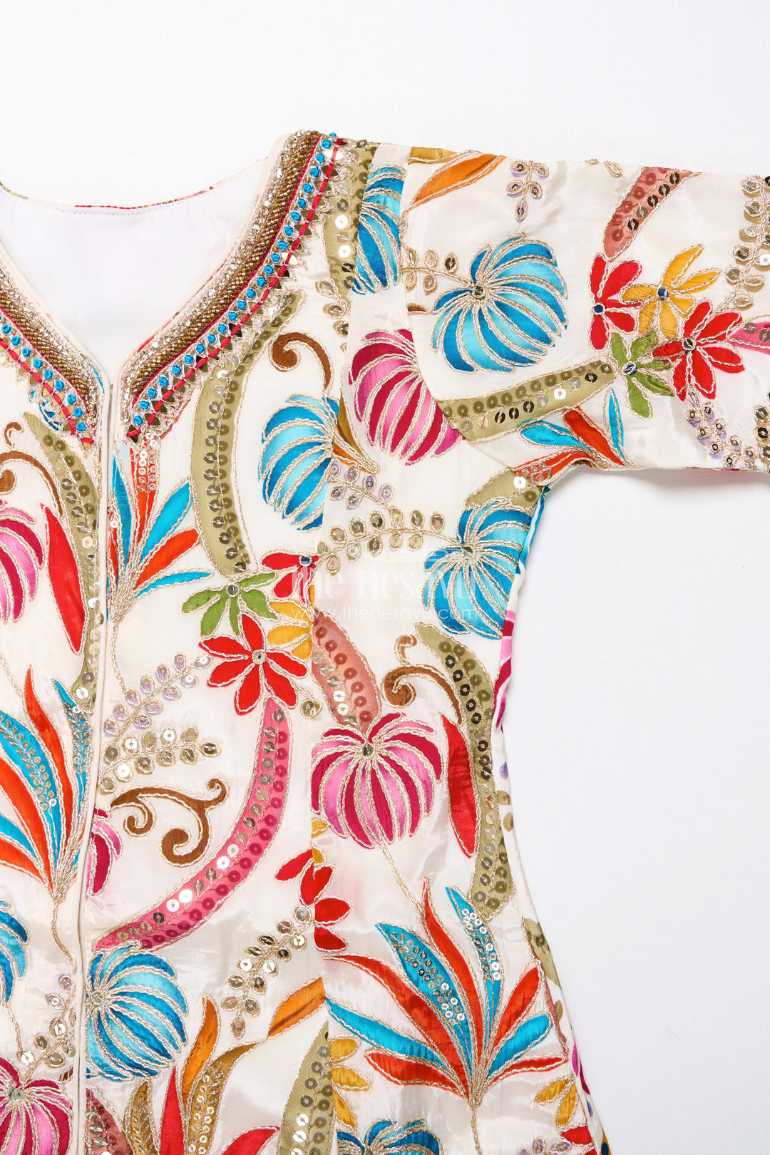 The Nesavu Girls Sharara / Plazo Set Girls Plazo Set with Digital Printed Kurti for Ethnic Day and Casual Functions Nesavu Nesavu girls plazo set muslin digital print kurti full sleeve design festive casual wear