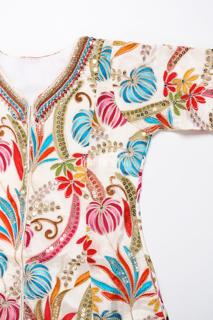 The Nesavu Girls Sharara / Plazo Set Girls Plazo Set with Digital Printed Kurti for Ethnic Day and Casual Functions Nesavu Nesavu girls plazo set muslin digital print kurti full sleeve design festive casual wear