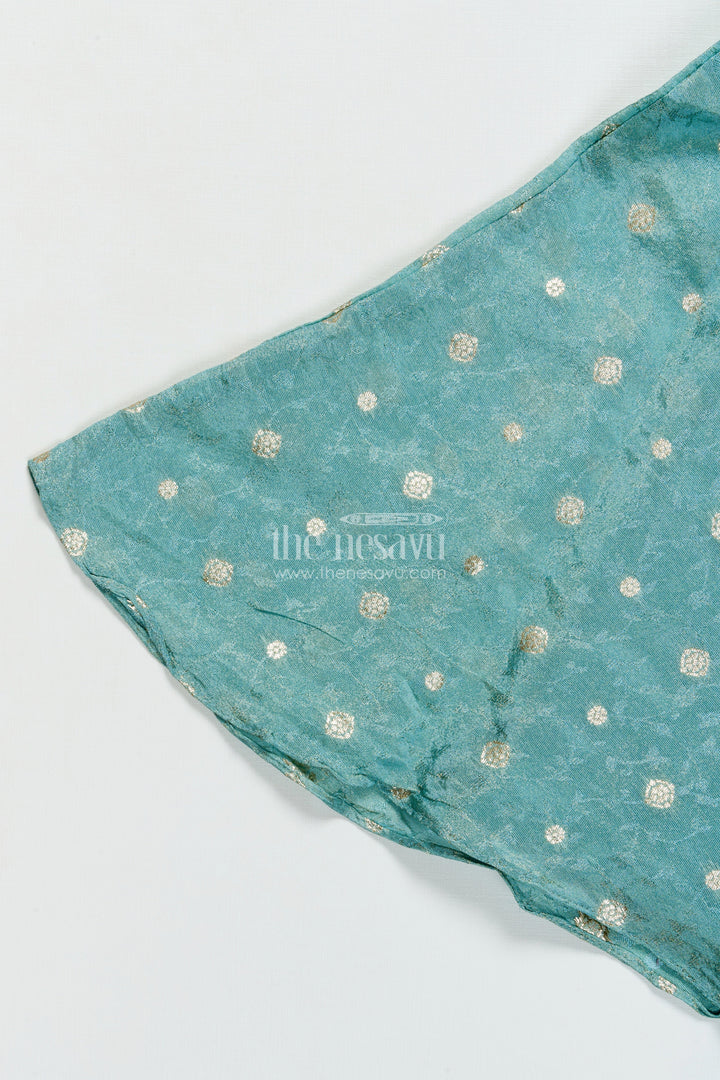 The Nesavu Girls Sharara / Plazo Set Girls Plazo Set with Embroidered Jacket for Festive Occasions Nesavu Nesavu girls plazo set embroidered jacket tissue silk weddings festivals