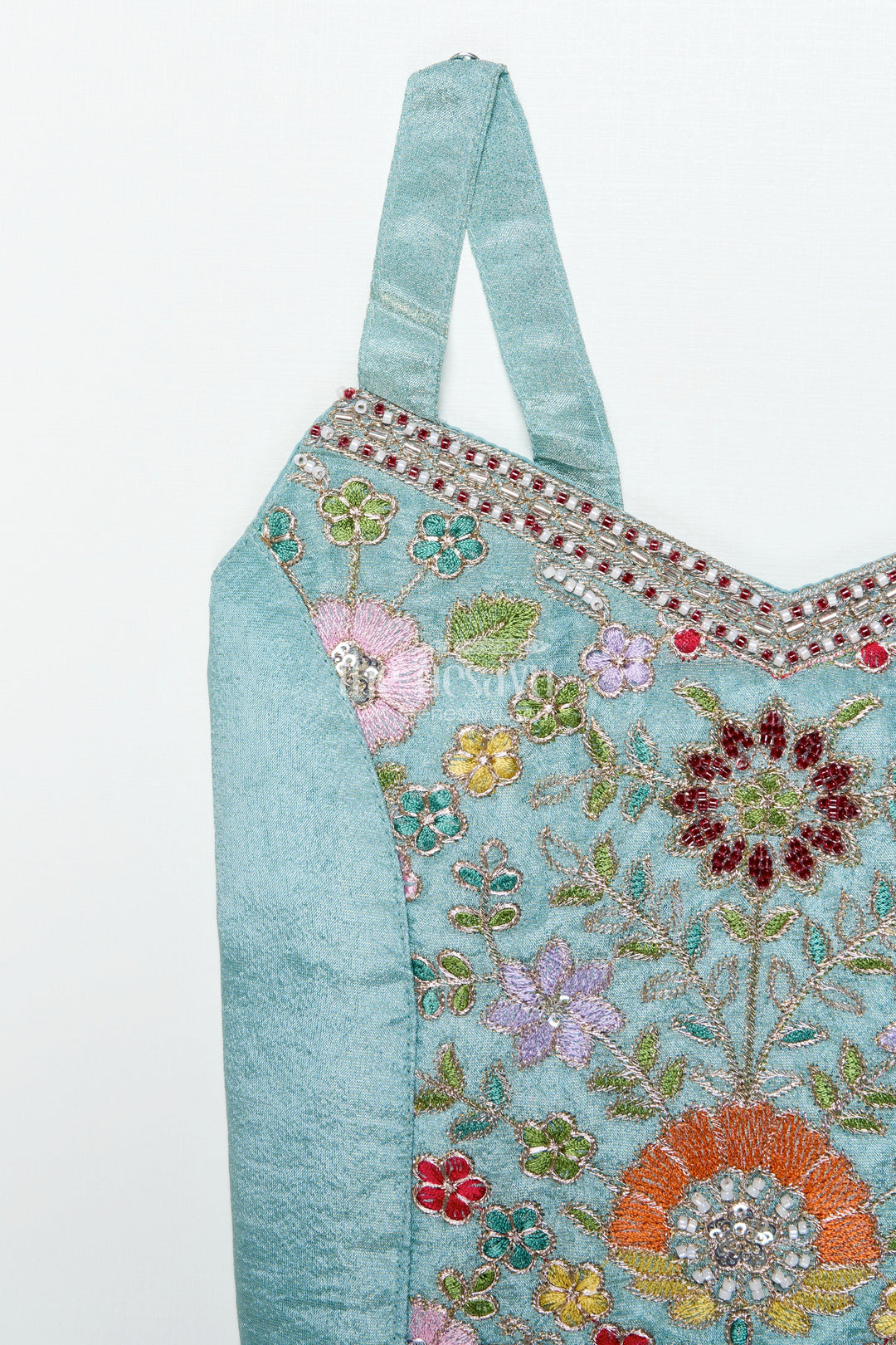 The Nesavu Girls Sharara / Plazo Set Girls Plazo Set with Embroidered Jacket for Festive Occasions Nesavu Nesavu girls plazo set embroidered jacket tissue silk weddings festivals