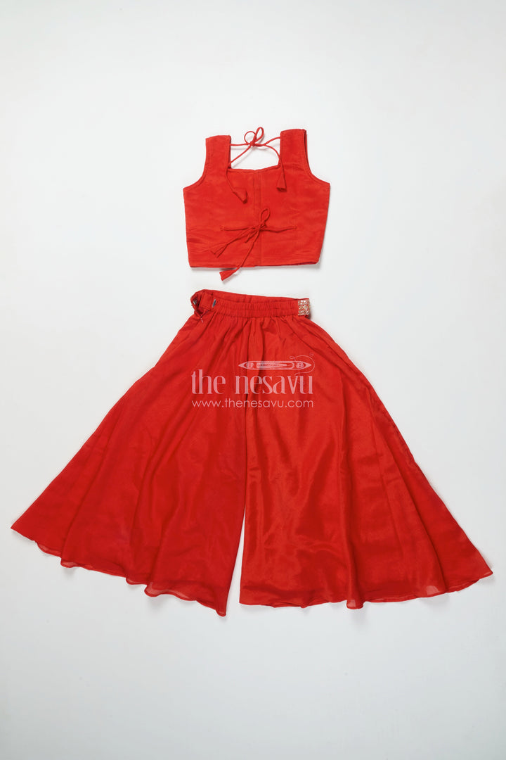 The Nesavu Girls Sharara / Plazo Set Girls Plazo Set with Embroidered Yoke for Festive Functions and Stage Shows Nesavu Nesavu girls georgette plazo set embroidery festive performances cultural celebrations