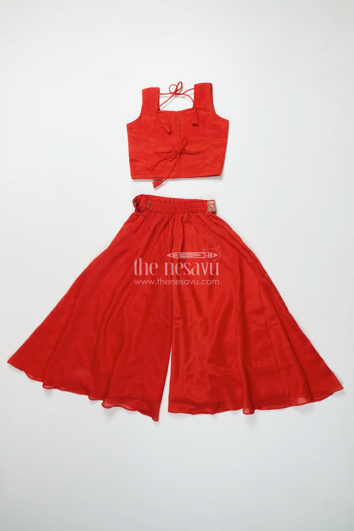 The Nesavu Girls Sharara / Plazo Set Girls Plazo Set with Embroidered Yoke for Festive Functions and Stage Shows Nesavu Nesavu girls georgette plazo set embroidery festive performances cultural celebrations