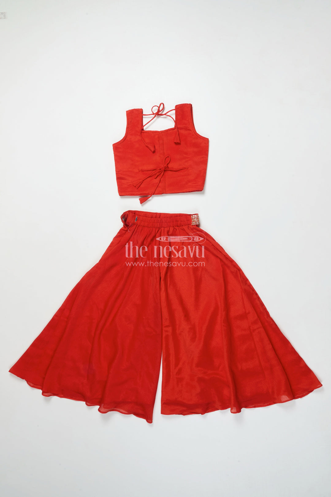 The Nesavu Girls Sharara / Plazo Set Girls Plazo Set with Embroidered Yoke for Festive Functions and Stage Shows Nesavu Nesavu girls georgette plazo set embroidery festive performances cultural celebrations