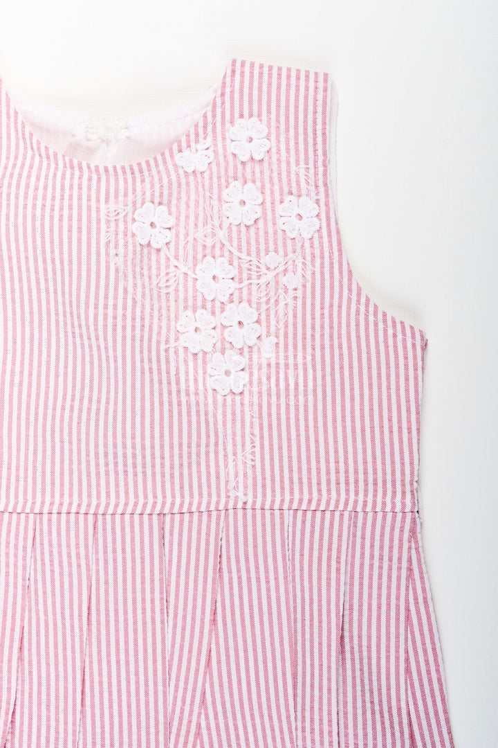 The Nesavu Girls Co-Ord Sets Girls Plazo Set with Peplum Top and Floral Applique Nesavu Nesavu girls striped plazo set peplum top floral detailing