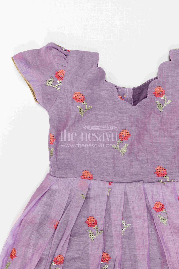 The Nesavu Girls Casual Gown Girls Pleated Party Gown for Birthdays and Festive Occasions Nesavu Nesavu Girls Pleated Party Gown For Birthdays Festive Events And Family Celebrations With Embroidery