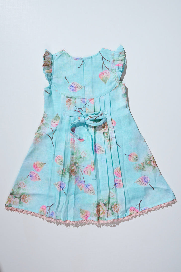 The Nesavu Girls Cotton Frock Girls Princess Cut Frock in Cotton Blend with Floral Print and Lace Pockets Nesavu Girls Princess Cut Frock Cotton Blend Floral Print Lace Pockets | The Nesavu