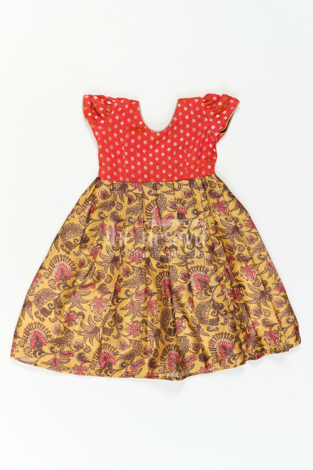 The Nesavu Girls Casual Gown Girls Printed Casual Gown for Festive Outings and Summer Parties Nesavu Nesavu Girls Printed Casual Gown For Festive Outings And Summer Celebrations With Floral Design