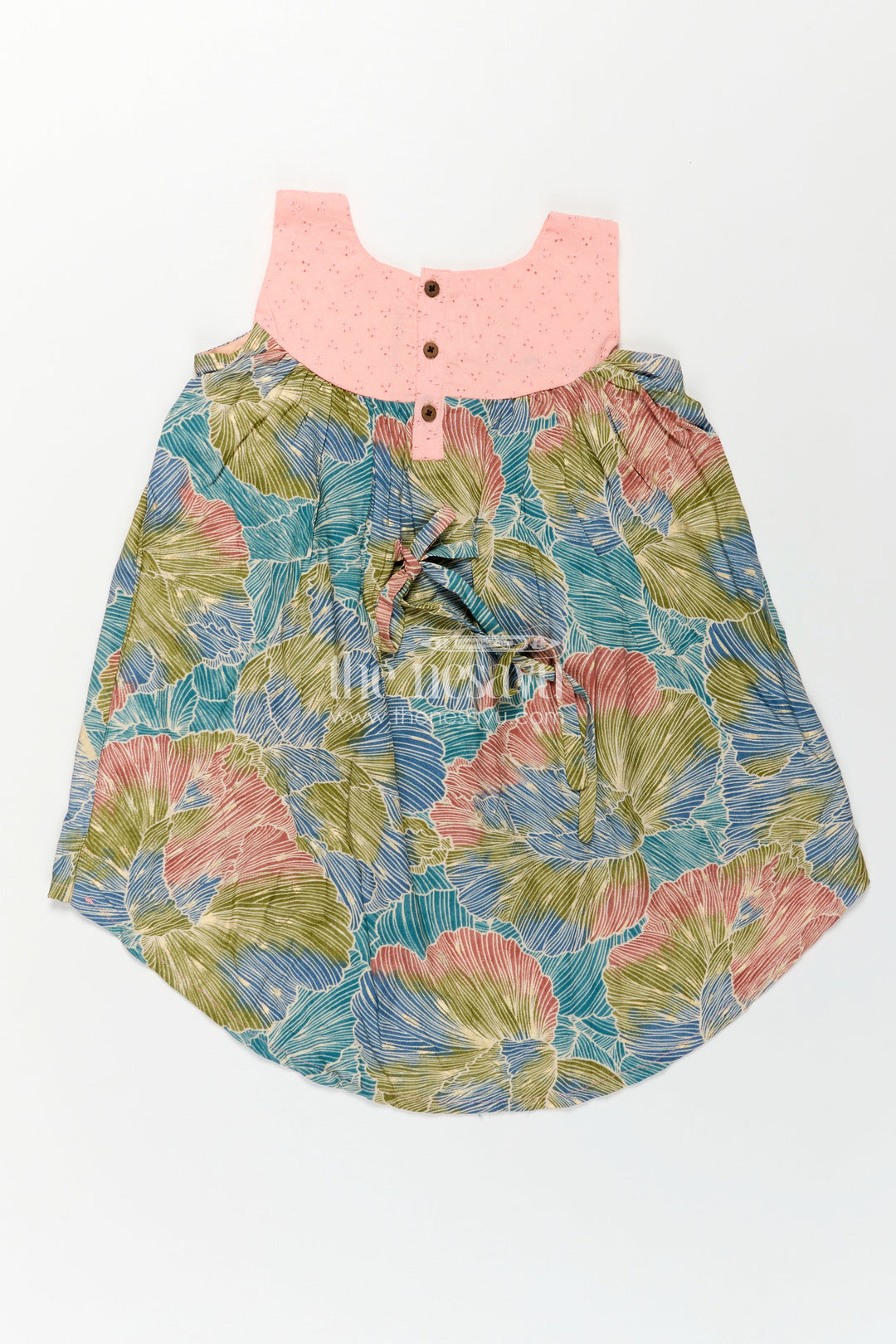 The Nesavu Girls Chanderi Frock Girls Printed Chanderi Frock with Pastel Toned Botanical Motifs and Elegant Flow in Long Frock for Party Style Nesavu Girls Long Frock Party Chanderi Soft Pastel Floral Design Pink Yoke Detailing | The Nesavu