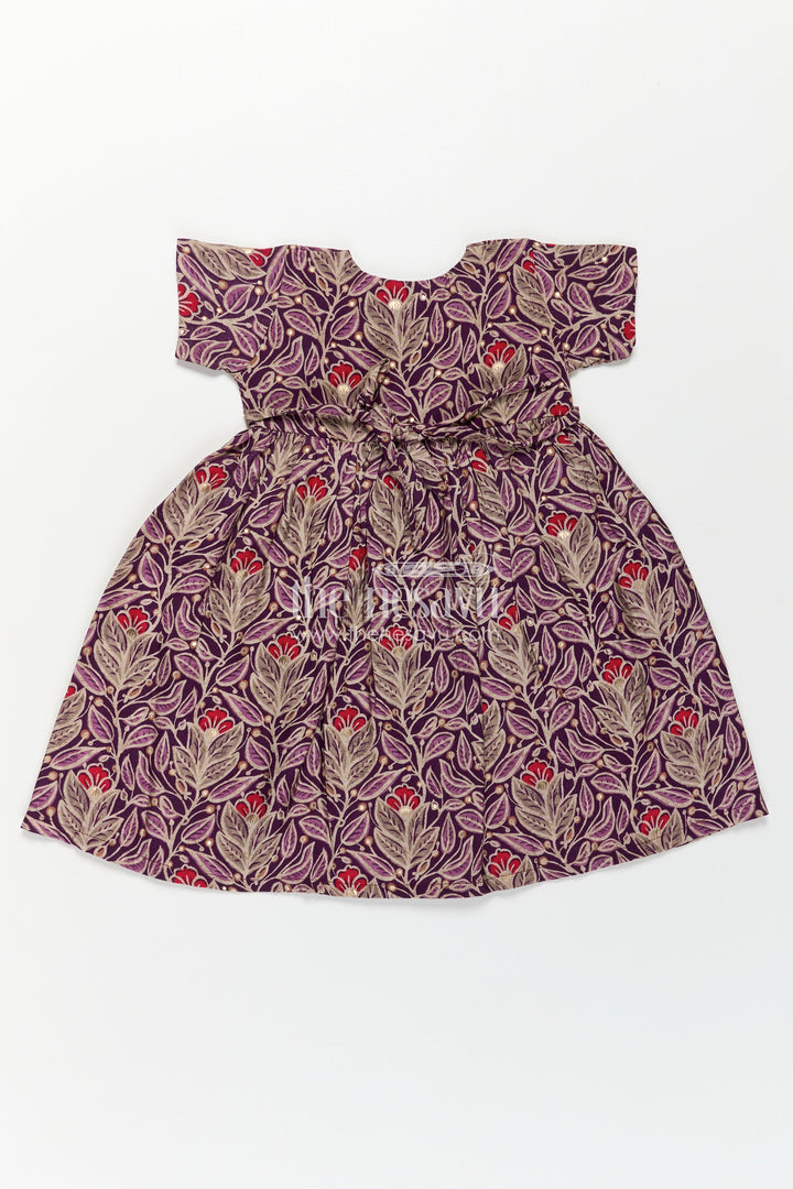 The Nesavu Girls Chanderi Frock Girls Printed Chanderi Frock with Unique Frock Sleeves Design and Elegant Floral Motifs Nesavu Girls Printed Chanderi Frock Elegant Frock Sleeves Design Subtle Floral Accents | The Nesavu