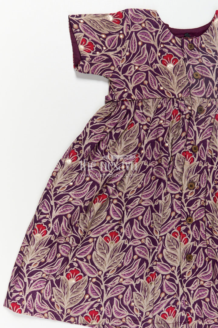 The Nesavu Girls Chanderi Frock Girls Printed Chanderi Frock with Unique Frock Sleeves Design and Elegant Floral Motifs Nesavu Girls Printed Chanderi Frock Elegant Frock Sleeves Design Subtle Floral Accents | The Nesavu