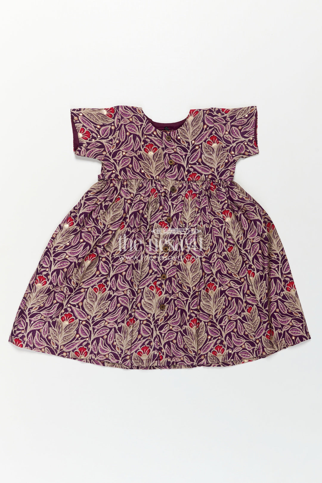 The Nesavu Girls Chanderi Frock Girls Printed Chanderi Frock with Unique Frock Sleeves Design and Elegant Floral Motifs Nesavu Girls Printed Chanderi Frock Elegant Frock Sleeves Design Subtle Floral Accents | The Nesavu