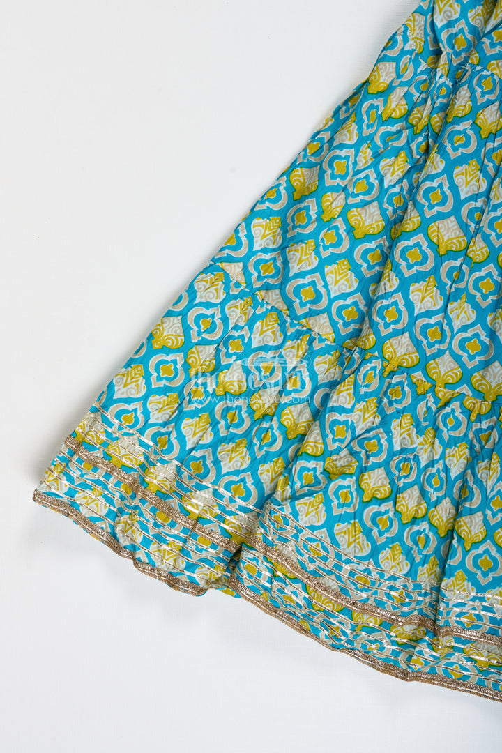 The Nesavu Girls Lehenga Choli Girls Printed Cotton Lehenga Choli with Ruffle Hem and Tassel Belt Nesavu Nesavu Girls Cotton Lehenga Choli Printed Ruffle Skirt Tassel Belt