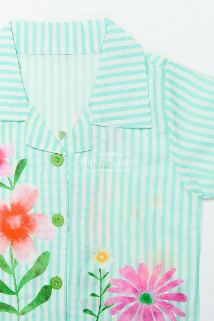 The Nesavu Girls Casual Set Girls Printed Cotton Set with Shirt and Pants for Outings and Play Nesavu Nesavu girls floral printed cotton set shirt pants perfect casual outfit sunny day adventures