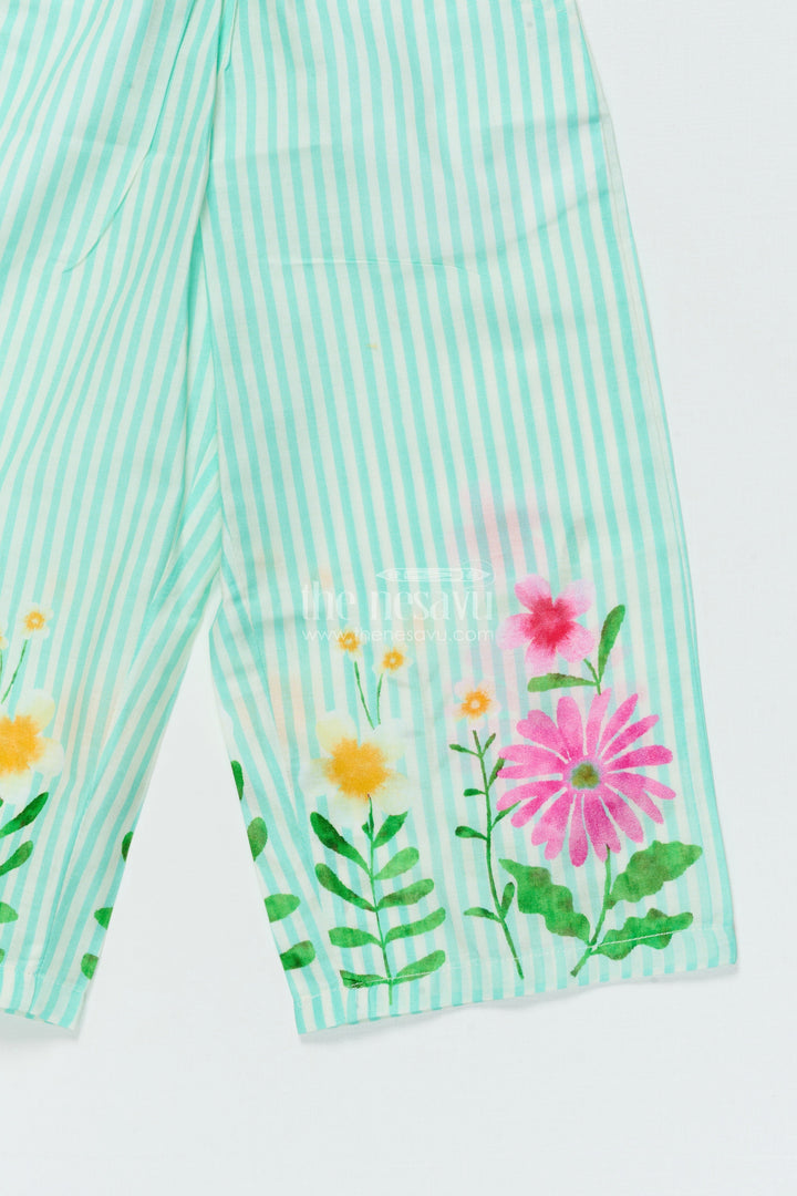 The Nesavu Girls Casual Set Girls Printed Cotton Set with Shirt and Pants for Outings and Play Nesavu Nesavu girls floral printed cotton set shirt pants perfect casual outfit sunny day adventures