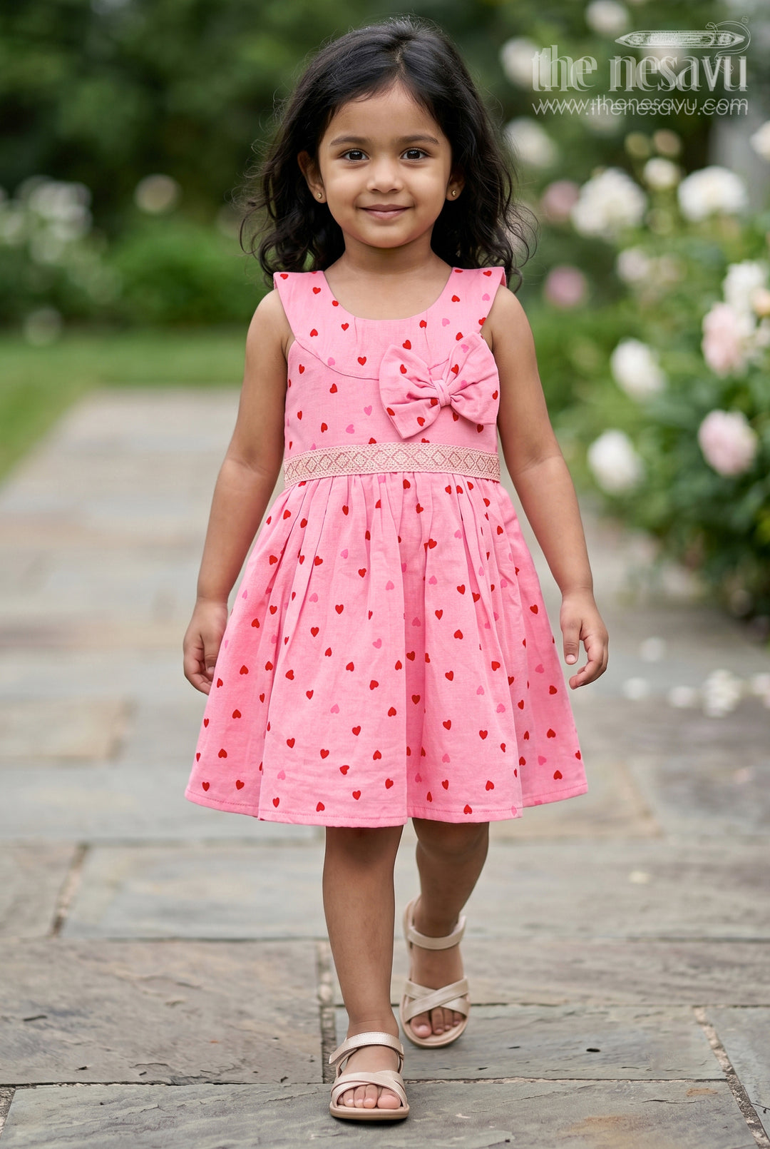 The Nesavu Girls Cotton Frock Girls Printed Frock for Birthdays and Playful Outings Nesavu 14 (6M) / Pink / Muslin Cotton GFC2265A-14 Nesavu Girls Muslin Cotton Frock With Digital Print For Birthdays And Playful Outings