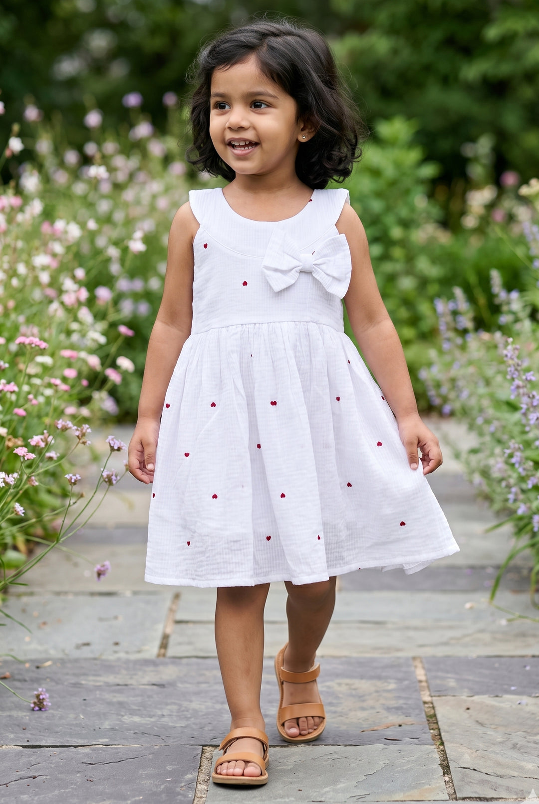 The Nesavu Girls Cotton Frock Girls Printed Frock for Casual Birthdays and Summer Outings Nesavu 14 (6M) / White / Muslin Cotton GFC2264A-14 Nesavu Girls Cotton Printed Frock For Summer Outings And Casual Celebrations