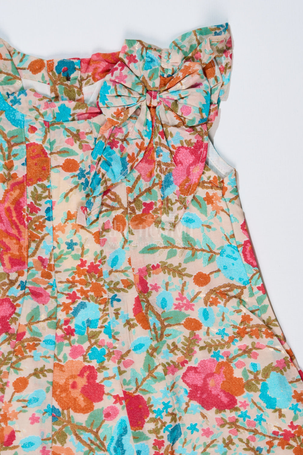 The Nesavu Girls Cotton Frock Girls Printed Frock in Muslin Silk with Vibrant Floral Patterns and Stylish Bow Nesavu Nesavu Girls Printed Frock Muslin Silk Vibrant Floral Patterns Stylish Bow