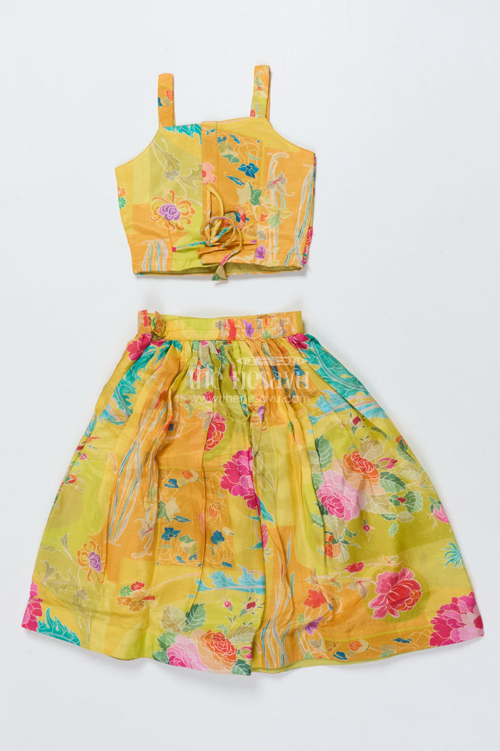 The Nesavu Girls Lehenga Choli Girls Printed Lehenga Choli for Festivals and Traditional School Days Nesavu Nesavu girls floral printed lehenga choli modal silk Navratri festive school events