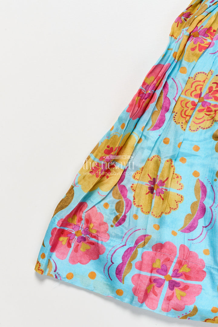 The Nesavu Girls Lehenga Choli Girls Printed Lehenga Choli Set with Matching Dupatta for Celebrations Nesavu Nesavu girls printed viscose silk lehenga choli dupatta party wear set