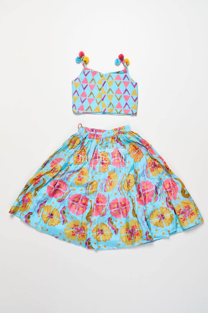 The Nesavu Girls Lehenga Choli Girls Printed Lehenga Choli Set with Matching Dupatta for Celebrations Nesavu Nesavu girls printed viscose silk lehenga choli dupatta party wear set