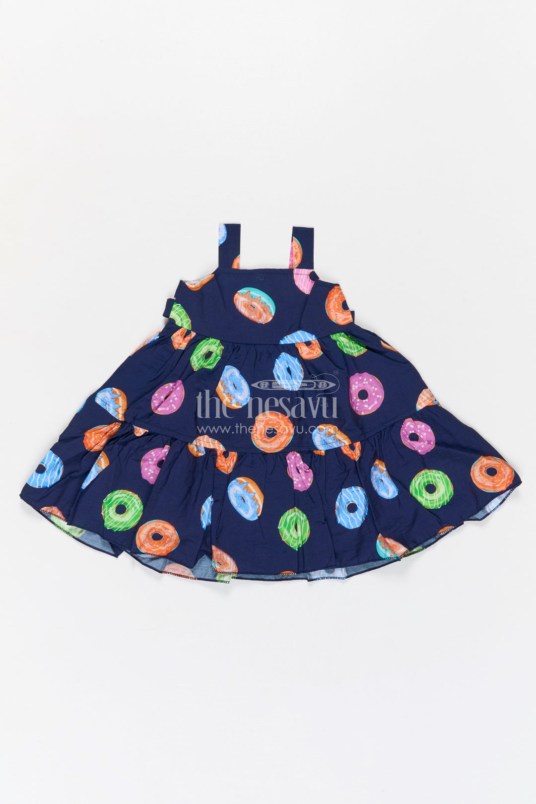 The Nesavu Girls Cotton Frock Girls Printed Party Frock for Birthdays and Festive Outings Nesavu 18 (2Y) / Multicolor / Bubble GFC2131B-18 Nesavu girls bubble crepe printed frock for birthday parties festive outings and fun celebrations