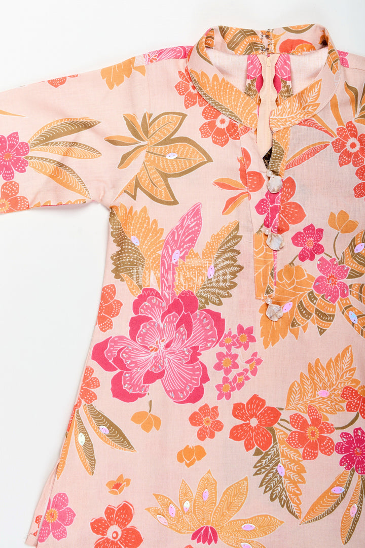 The Nesavu Girls Co-Ord Sets Girls Printed Sharara Set in Soft Cotton for Summer Ethnic Wear Nesavu Nesavu girls cotton sharara set digital floral print comfortable ethnic wear