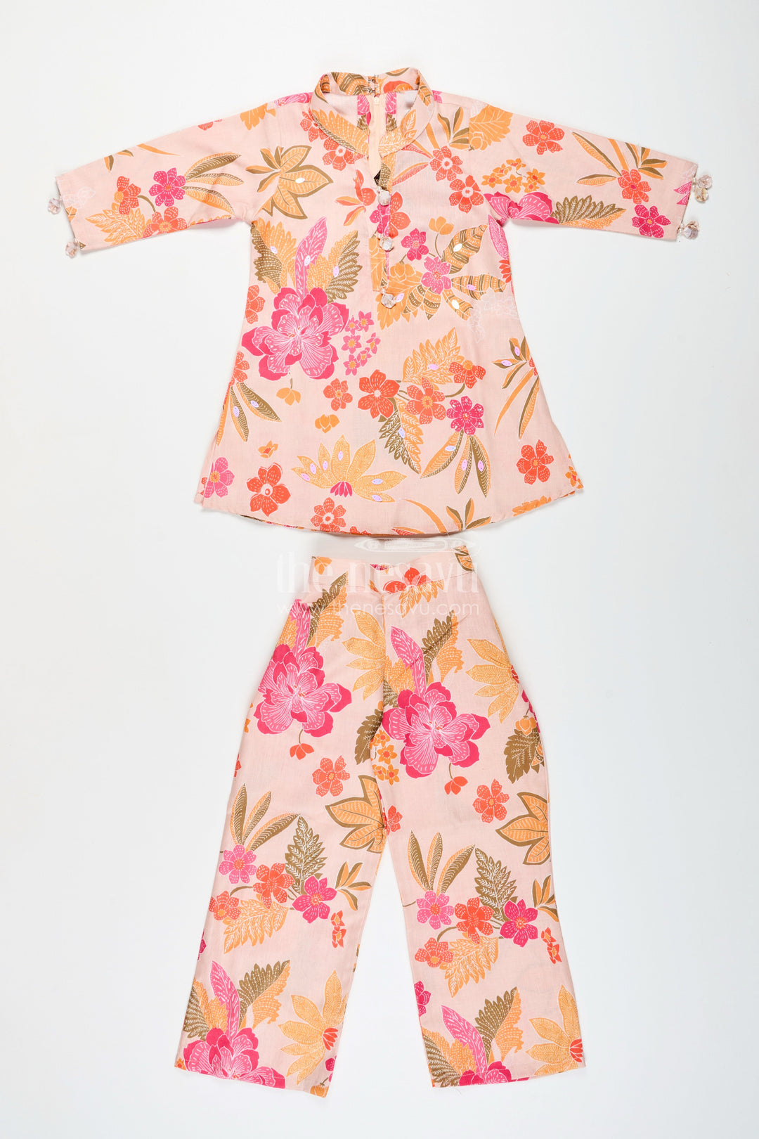 The Nesavu Girls Co-Ord Sets Girls Printed Sharara Set in Soft Cotton for Summer Ethnic Wear Nesavu Nesavu girls cotton sharara set digital floral print comfortable ethnic wear