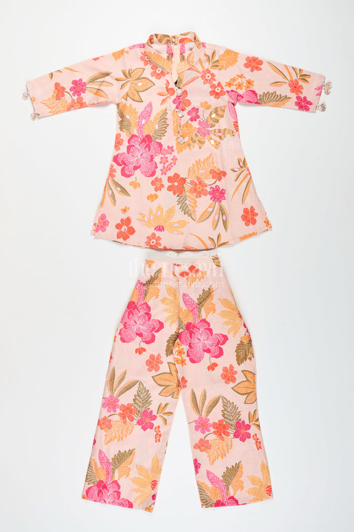 The Nesavu Girls Co-Ord Sets Girls Printed Sharara Set in Soft Cotton for Summer Ethnic Wear Nesavu Nesavu girls cotton sharara set digital floral print comfortable ethnic wear