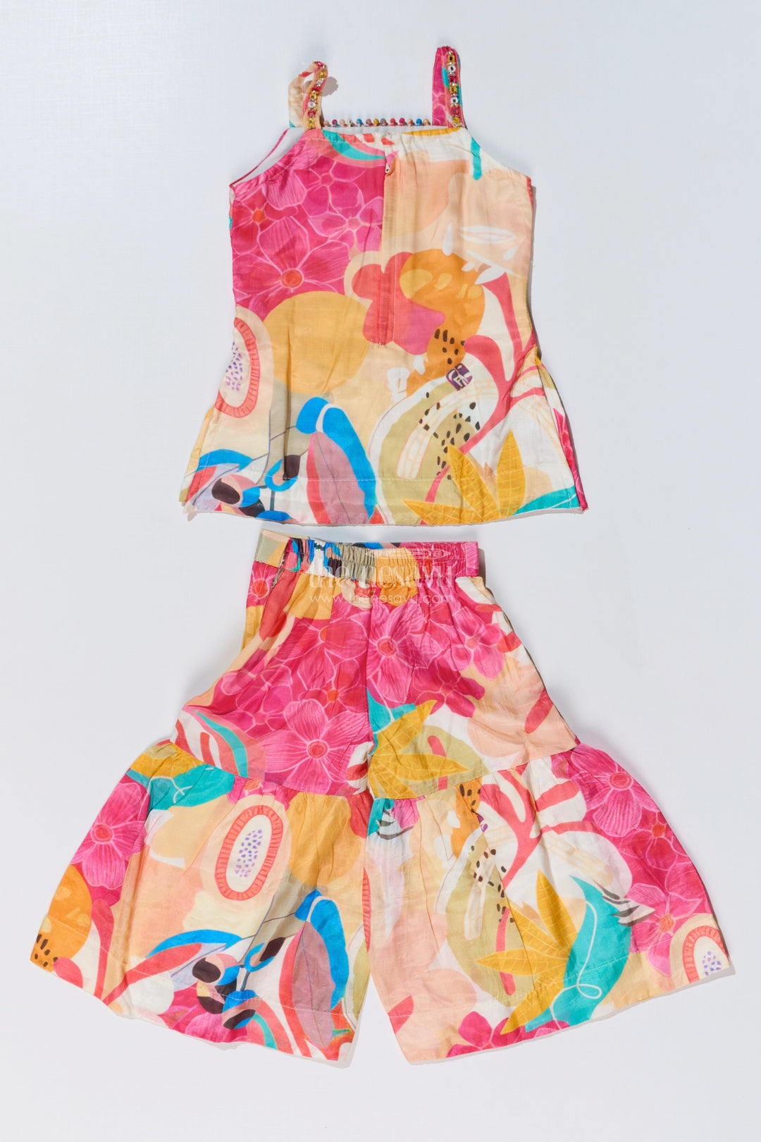 The Nesavu Girls Sharara / Plazo Set Girls Pure Muslin Silk Digital Printed Kurti with Sharara Set for Festive and Ethnic Wear Nesavu Girls Pure Muslin Silk Digital Printed Kurti Stylish Sharara Festive Wear | The Nesavu