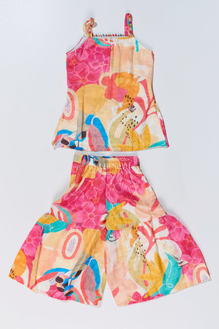 The Nesavu Girls Sharara / Plazo Set Girls Pure Muslin Silk Digital Printed Kurti with Sharara Set for Festive and Ethnic Wear Nesavu Girls Pure Muslin Silk Digital Printed Kurti Stylish Sharara Festive Wear | The Nesavu