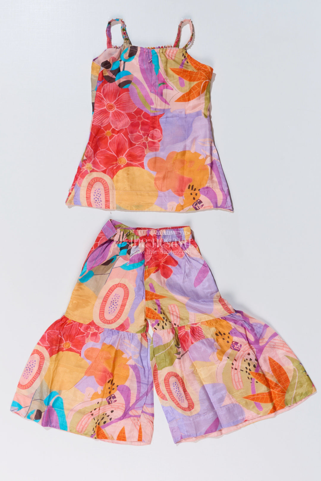 The Nesavu Girls Sharara / Plazo Set Girls Pure Muslin Silk Digital Printed Muslin Suit Set with Sharara and Dupatta for Festive Wear Nesavu Girls Pure Muslin Silk Digital Printed Muslin Suit Set Sharara Dupatta | The Nesavu