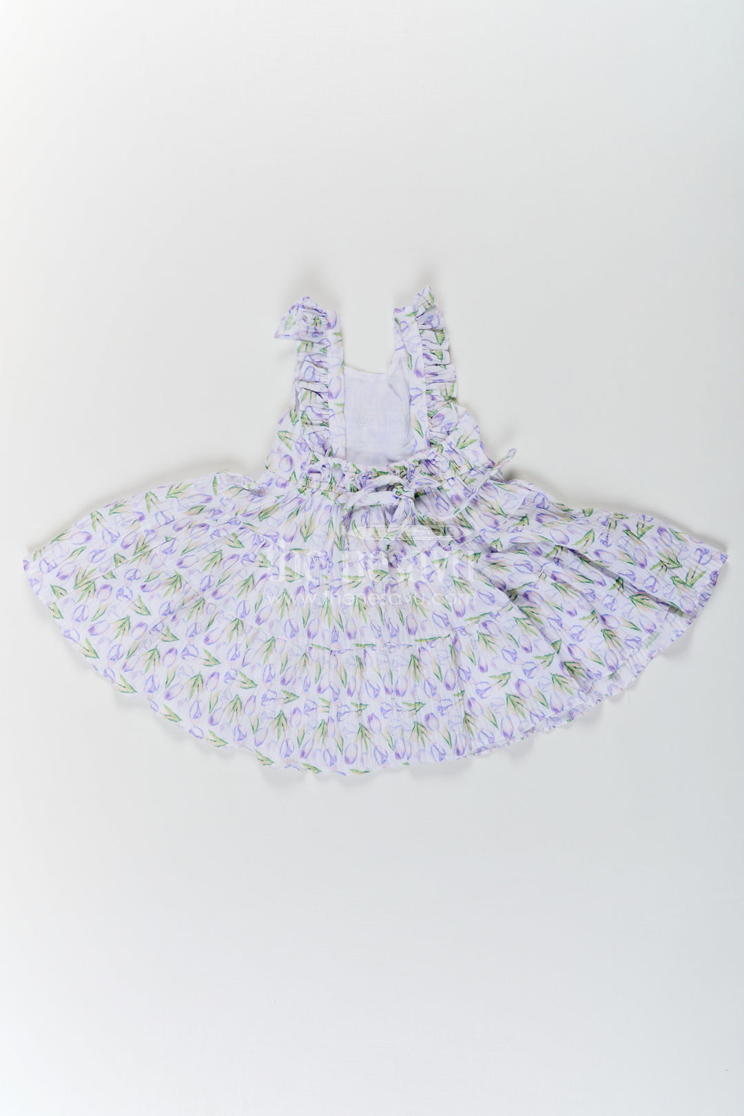 The Nesavu Baby Cotton Frocks Girls Purple Floral Frocks with Sleeves in Chiffon Featuring Layered Ruffles and Bow Detail Nesavu Girls Purple Floral Printed Chiffon Frocks Sleeves Layered Ruffles | The Nesavu