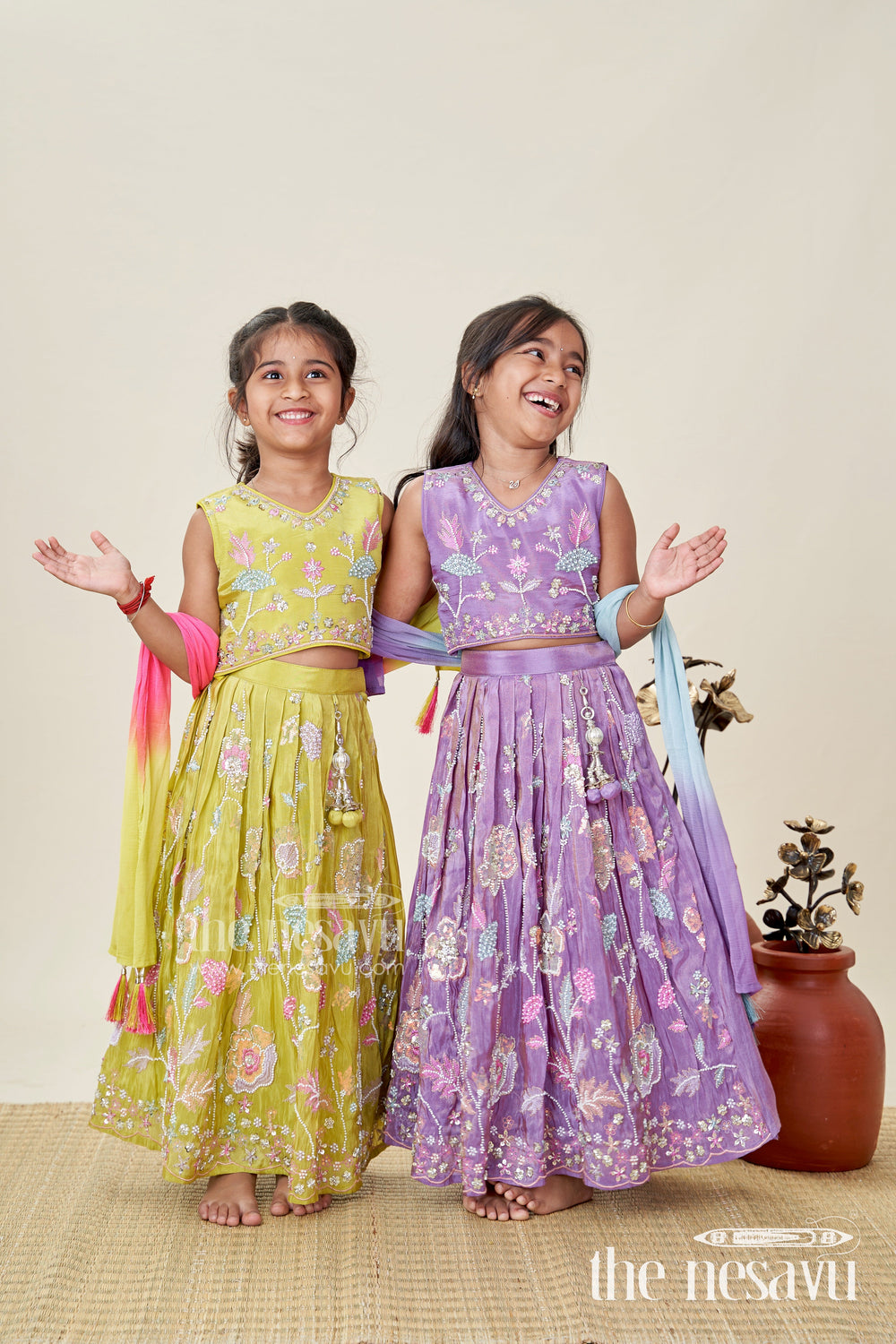 The Nesavu Girls Lehenga Choli Girls Purple Lehenga Choli for Festive Functions and Family Celebrations Nesavu Nesavu Girls Purple Lehenga Choli Festivals Lightweight Ethnic Outfit Embroidery Dupatta