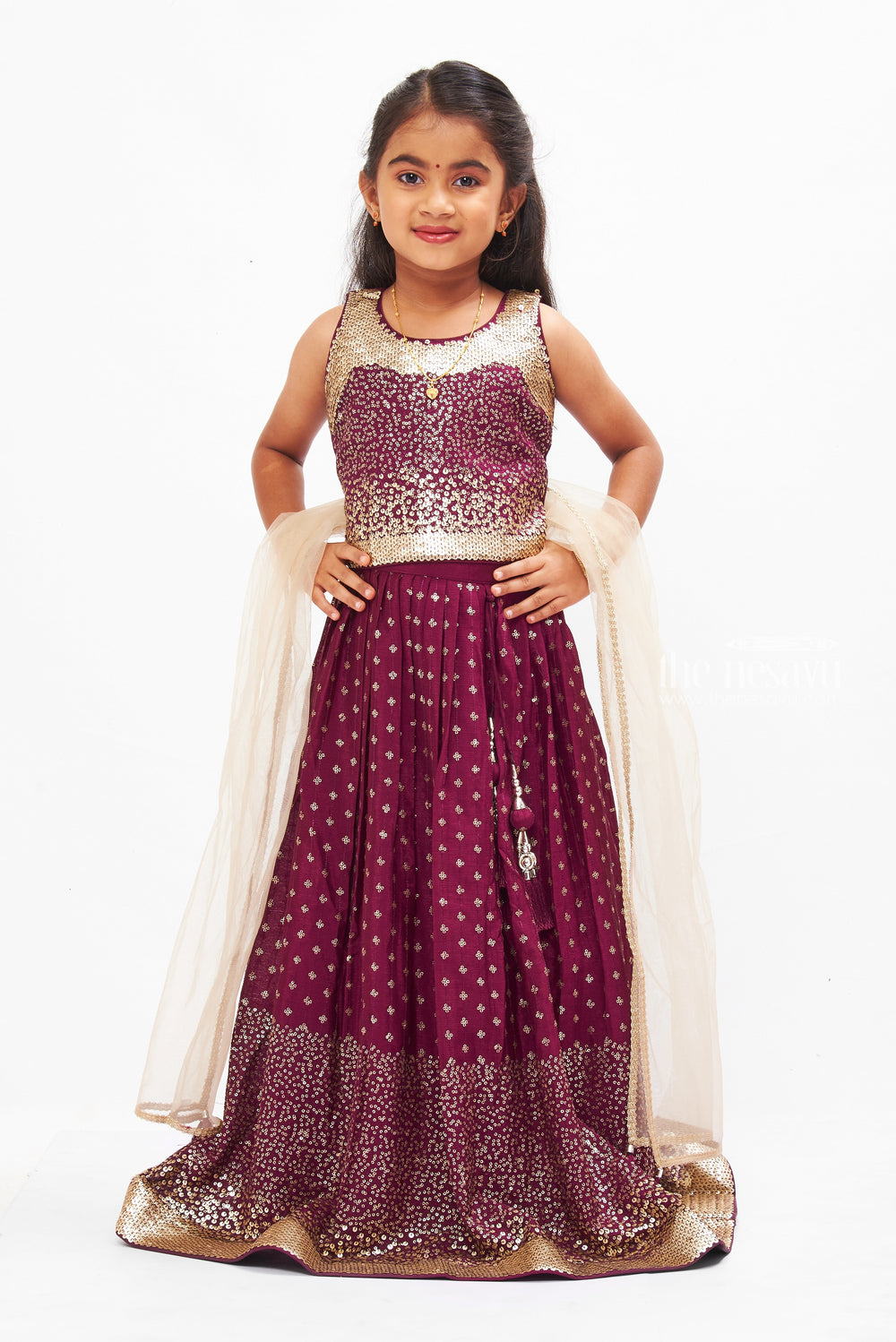 The Nesavu Girls Lehenga Choli Girls Purple Lehenga Choli with Dupatta - Traditional Elegance Redefined Nesavu 24 (5Y) / Purple / Blend Silk GL405A-24 Buy Girls Lehenga Choli Online | Purple Lehenga Dress with Dupatta | The Nesavu