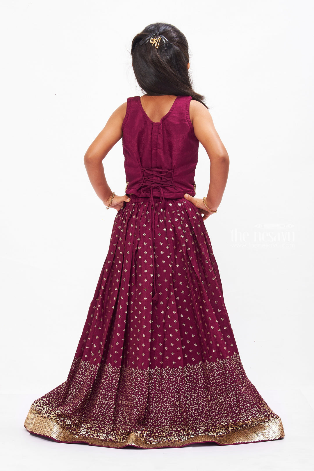 The Nesavu Girls Lehenga Choli Girls Purple Lehenga Choli with Dupatta - Traditional Elegance Redefined Nesavu Buy Girls Lehenga Choli Online | Purple Lehenga Dress with Dupatta | The Nesavu