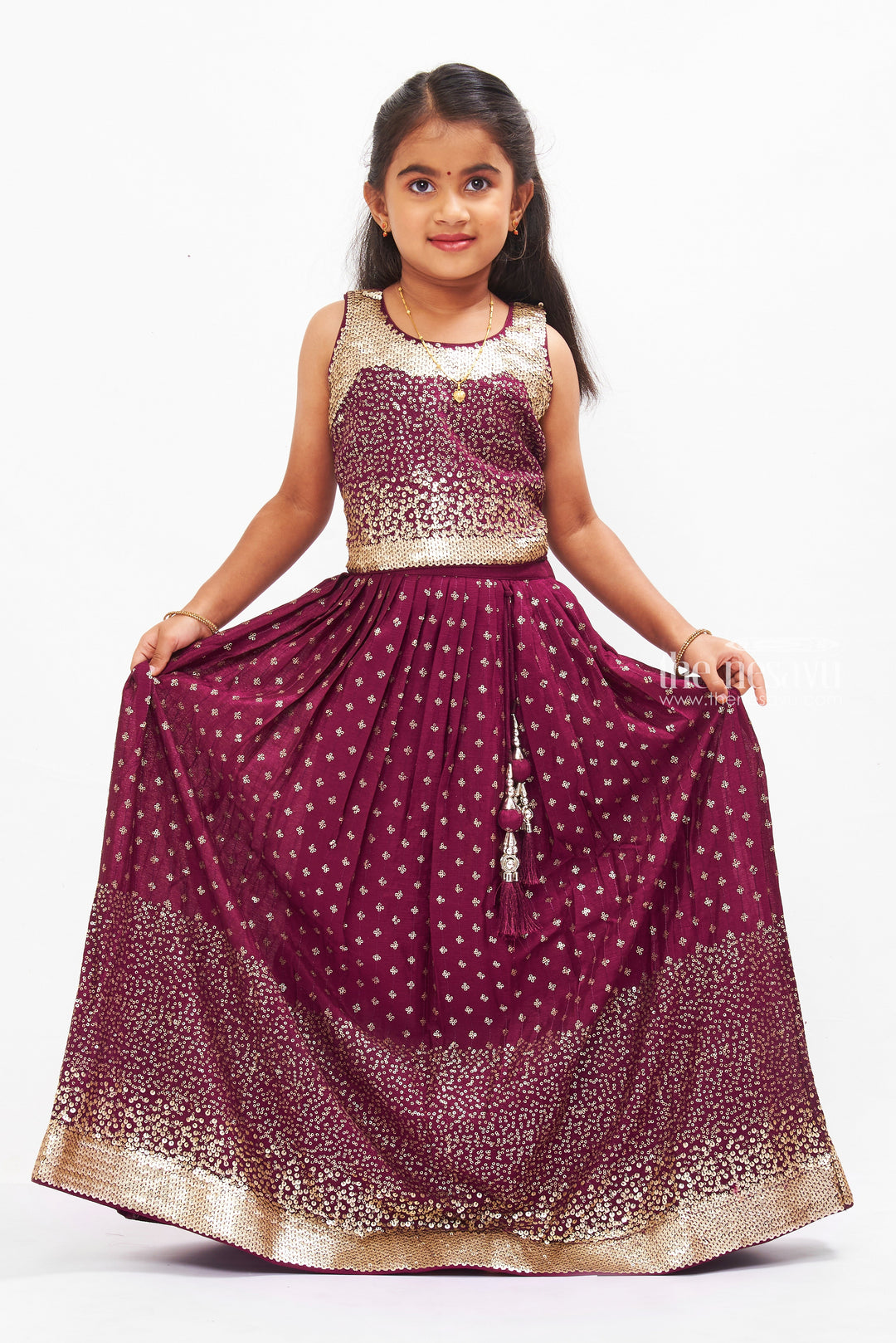 The Nesavu Girls Lehenga Choli Girls Purple Lehenga Choli with Dupatta - Traditional Elegance Redefined Nesavu Buy Girls Lehenga Choli Online | Purple Lehenga Dress with Dupatta | The Nesavu