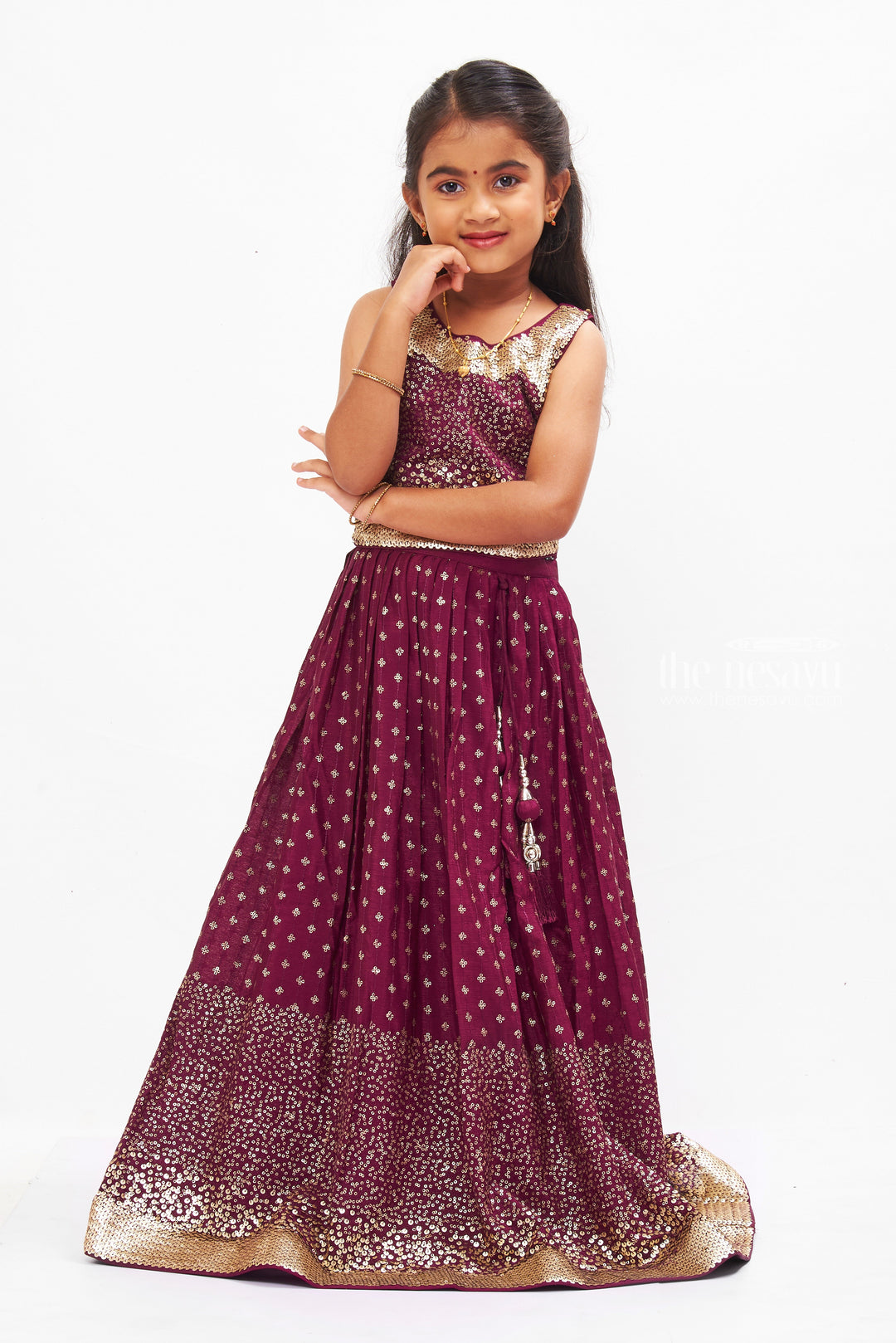 The Nesavu Girls Lehenga Choli Girls Purple Lehenga Choli with Dupatta - Traditional Elegance Redefined Nesavu Buy Girls Lehenga Choli Online | Purple Lehenga Dress with Dupatta | The Nesavu