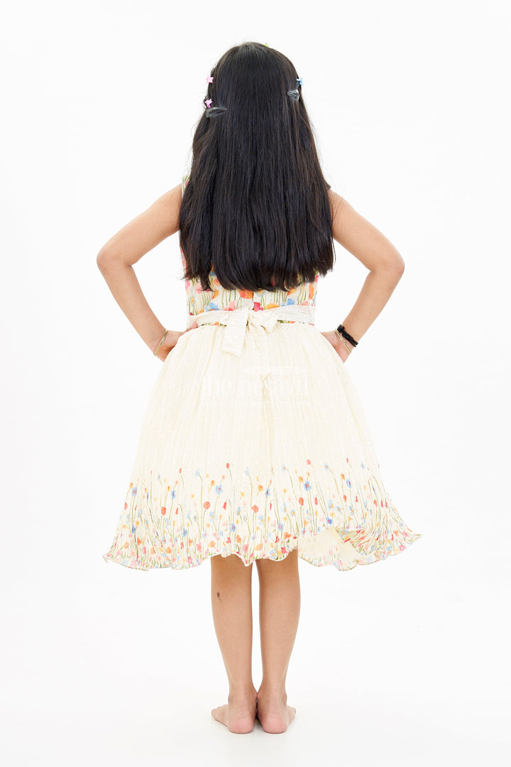 The Nesavu Silk Party Frock Girls Raw Silk Dresses Frocks with Floral Digital Print and Embellished Bodice for a Stylish Look Nesavu Girls Raw Silk Dresses Frocks Floral Digital Print Embellished Bodice | The Nesavu