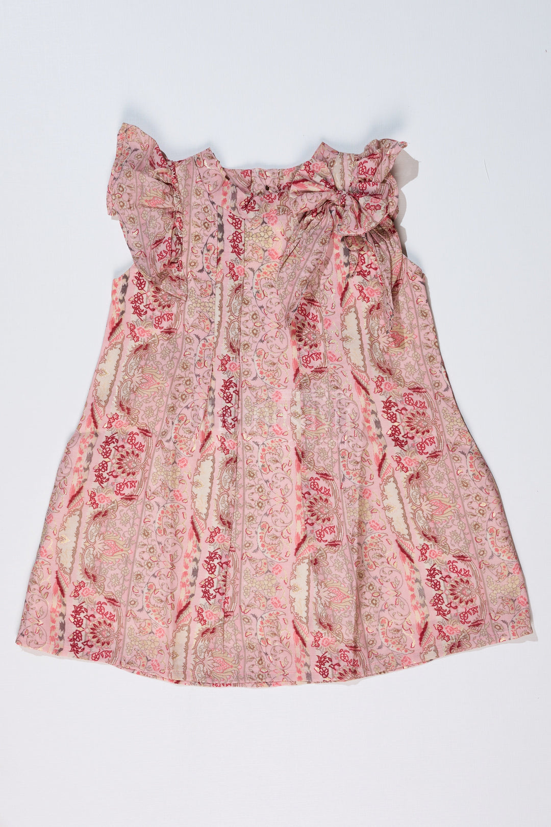 The Nesavu Girls Cotton Frock Girls Readymade Frock in Muslin Silk with Elegant Floral Design and Shoulder Bow Nesavu Nesavu Girls Readymade Frock Muslin Silk Elegant Floral Design Shoulder Bow