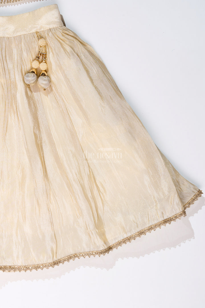 The Nesavu Girls Lehenga Choli Girls Reception Lehenga in Pure Viscose Tissue Silk with Halter Neck Embellished Choli Nesavu Girls Reception Lehenga Pure Viscose Tissue Silk Halter Neck Embellished Choli | The Nesavu