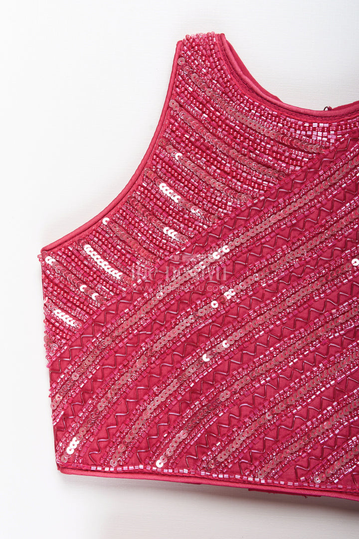 The Nesavu Girls Sharara / Plazo Set Girls red sharara set with sequin blouse for party and wedding wear Nesavu Nesavu red sharara set girls sequin embroidered top  perfect weddings parties