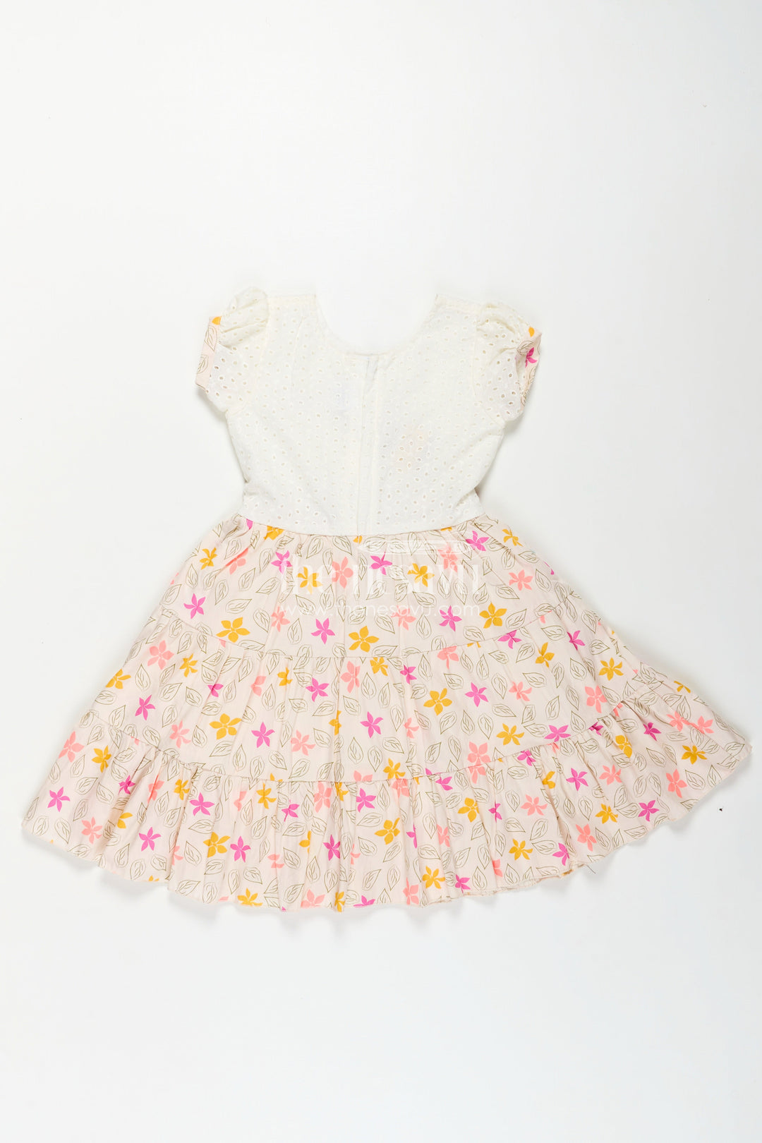 The Nesavu Girls Cotton Frock Girls Regular Wear Cotton Frock with Hakoba Bodice and Multicolor Floral Digital Print Bottom Nesavu Regular Wear Cotton Frock for Girls with Hakoba Bodice and Multicolor Digital Floral Print | The Nesavu