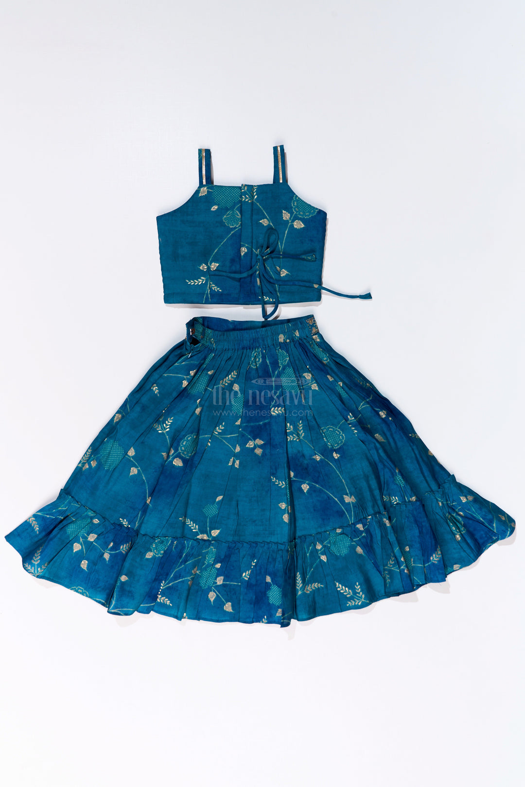 The Nesavu Girls Lehenga Choli Girls Royal Blue Colour Lehenga with Embellished Choli and Tassel Accents Nesavu Girls Royal Blue Colour Lehenga Embellished Choli Tassel Accents | The Nesavu