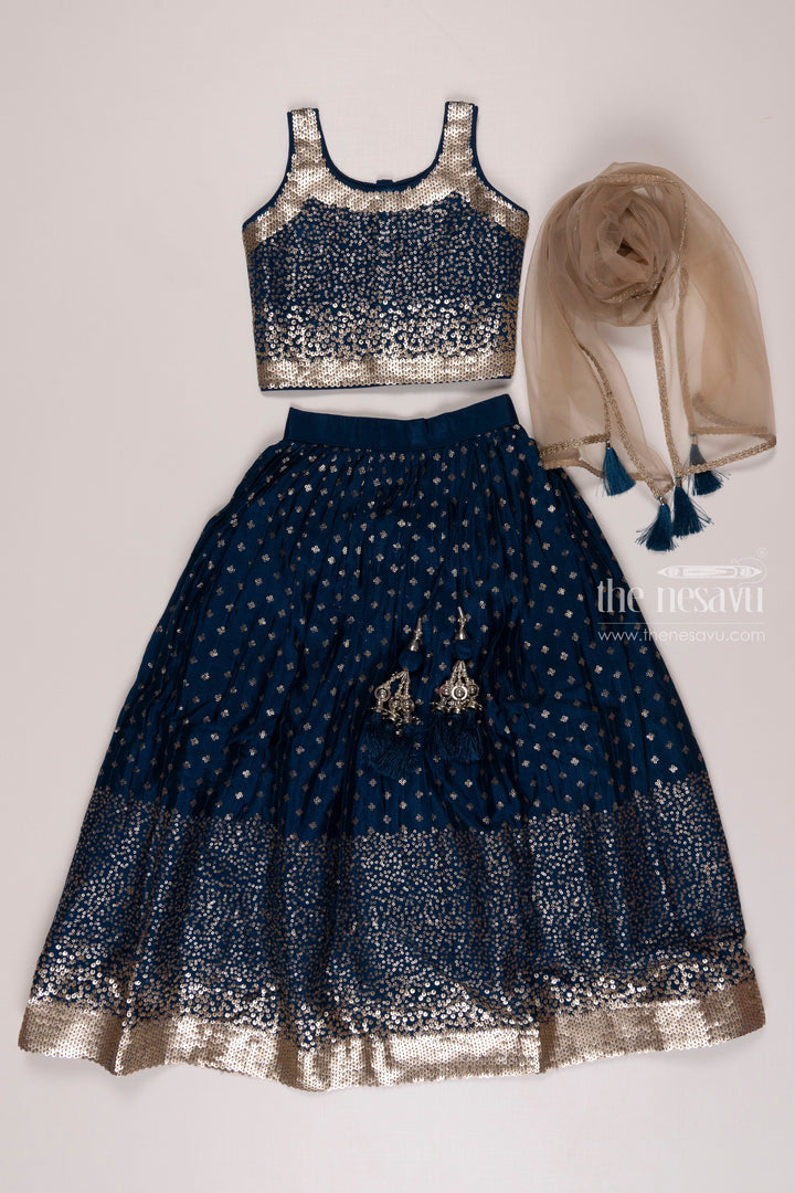 The Nesavu Girls Lehenga Choli Girls Royal Blue Lehenga Choli with Sparkling Accents - Festive Couture Nesavu Buy Girls Blue Lehenga Choli Online | Festive Lehenga with Dupatta | The Nesavu