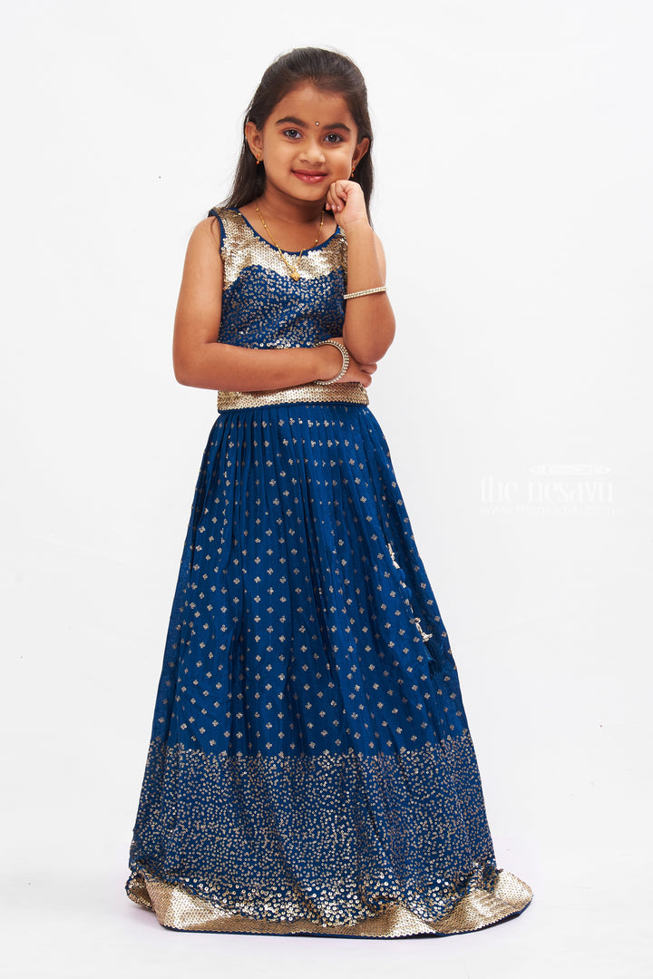 The Nesavu Girls Lehenga Choli Girls Royal Blue Lehenga Choli with Sparkling Accents - Festive Couture Nesavu Buy Girls Blue Lehenga Choli Online | Festive Lehenga with Dupatta | The Nesavu