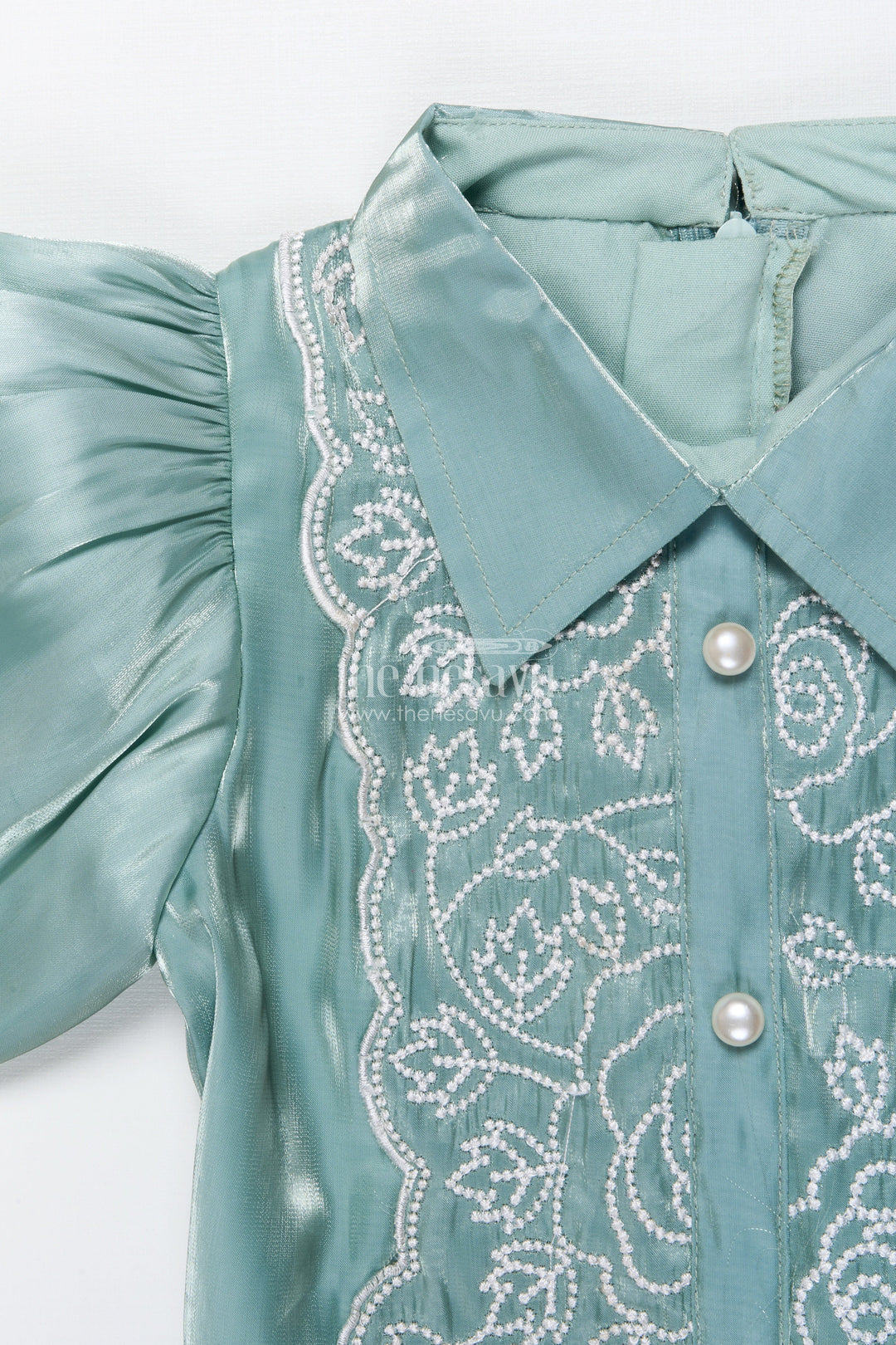 The Nesavu Girls Co-Ord Sets Girls Satin Co-Ord Set with Embroidery for Festive Parties Nesavu Nesavu girls satin co-ord set embroidery festive wear birthdays ethnic celebrations