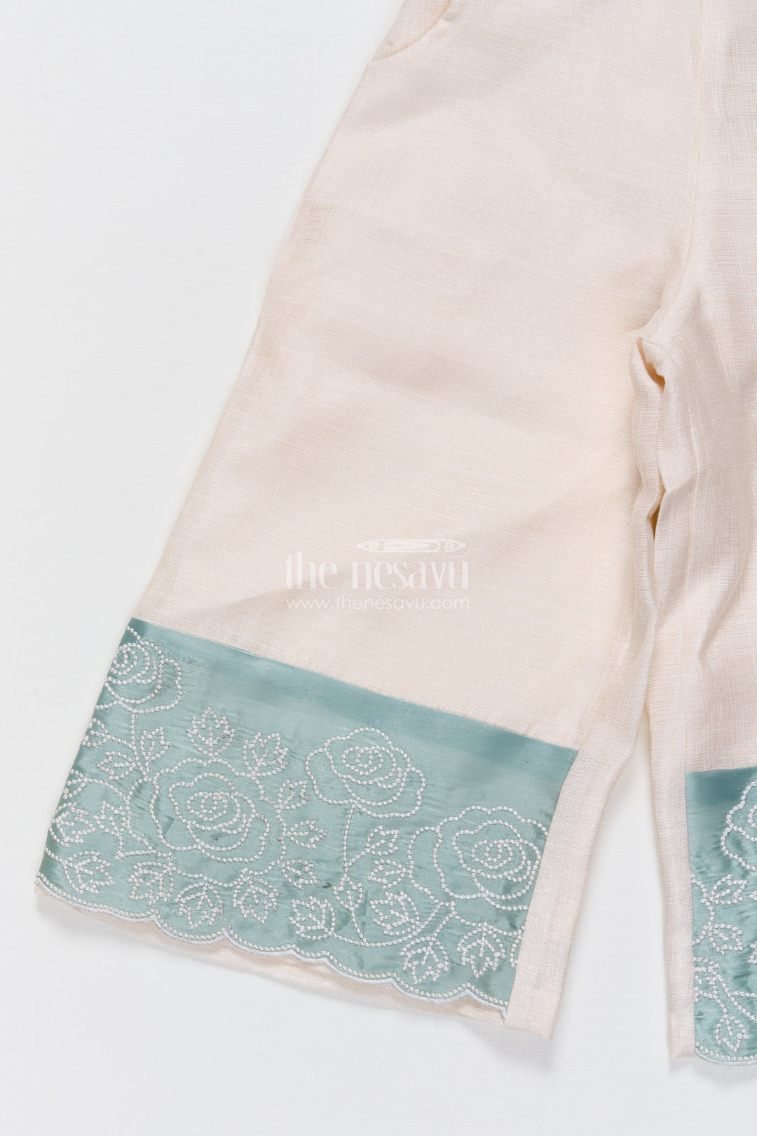 The Nesavu Girls Co-Ord Sets Girls Satin Co-Ord Set with Embroidery for Festive Parties Nesavu Nesavu girls satin co-ord set embroidery festive wear birthdays ethnic celebrations